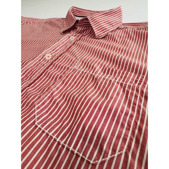 Bugatachi Men’s Large Shaped Fit Red Striped Button Up Long Sleeve Shirt - Picture 4 of 10